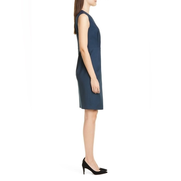 BOSS Dathea Minidessin Wool Sheath Dress Navy Fantasy 12 - Picture 4 of 12